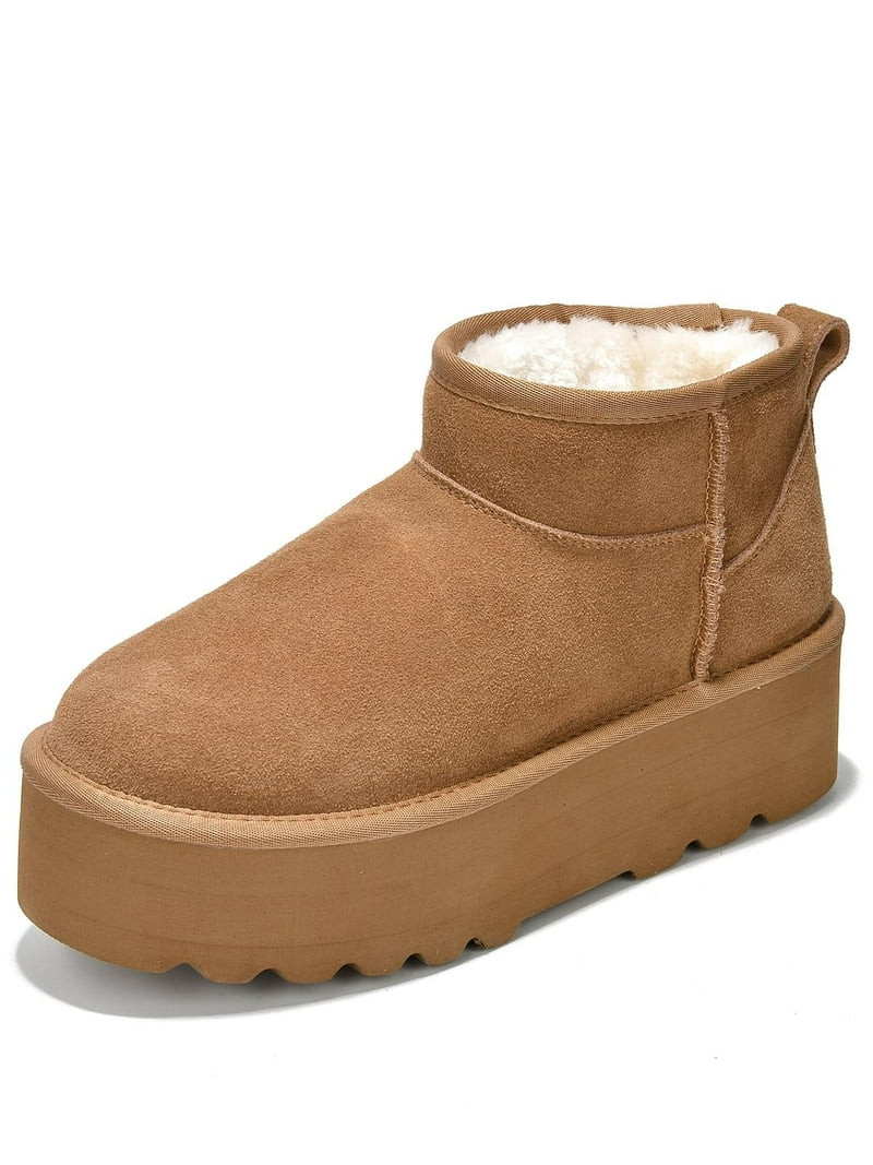 Project Cloud 100% Genuine Suede Leather Ankle Boots for Women (Huggy) | Walmart (US)