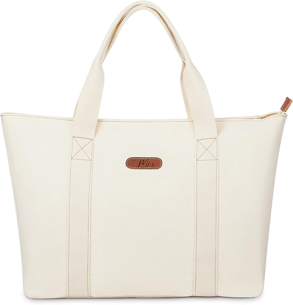 AW BRIDAL Bride Bag Canvas Tote Beach Bag With Zipper for Bridal Shower Gift Bride to be Gifts Ba... | Amazon (US)