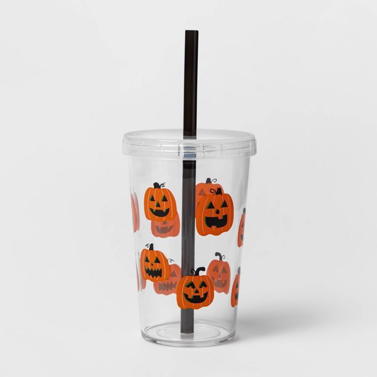 12oz Plastic Halloween Pumpkins Tumbler with Straw - Hyde &#38; EEK! Boutique&#8482; | Target