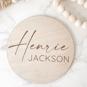 Birth Announcement Sign / Engraved Wooden Name Sign / Name Announcement Plaque / Wooden Nursery D... | Etsy (US)