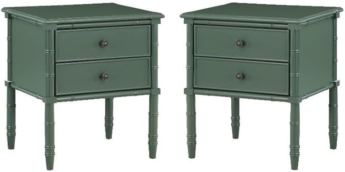 Comfort Pointe Ellison Vintage Green 2-Drawer Nightstand - Set of 2 | Amazon (US)