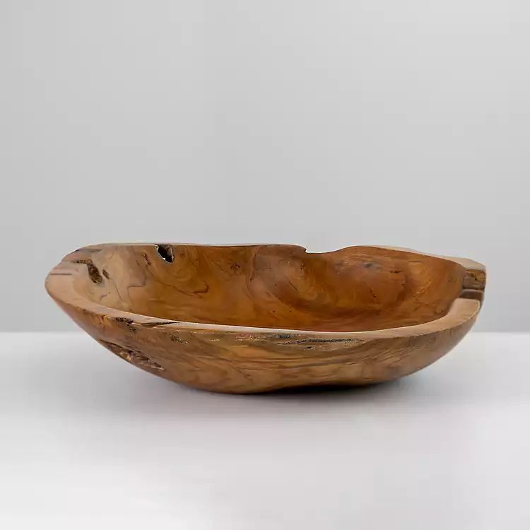 New! Natural Teak Wood Organic Bowl | Kirkland's Home