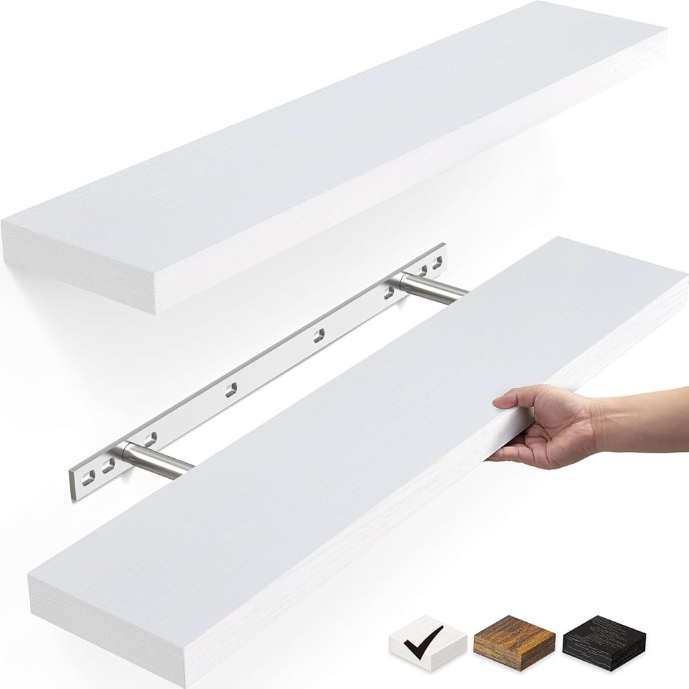 BAYKA Floating Shelves, Wall Mounted Rustic Wood Shelves for Bathroom, Bedroom, Living Room, Kitc... | Amazon (US)