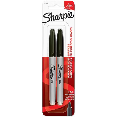 Sharpie 2pk Permanent Markers Fine Tip Black: Quick Drying, Water-Resistant, Art & Office Supplie... | Target