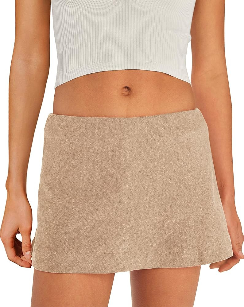SENSERISE Womens Cotton Linen Skorts Mini Skirt with Shorts Underneath Short A Line Skirts Summer... | Amazon (US)