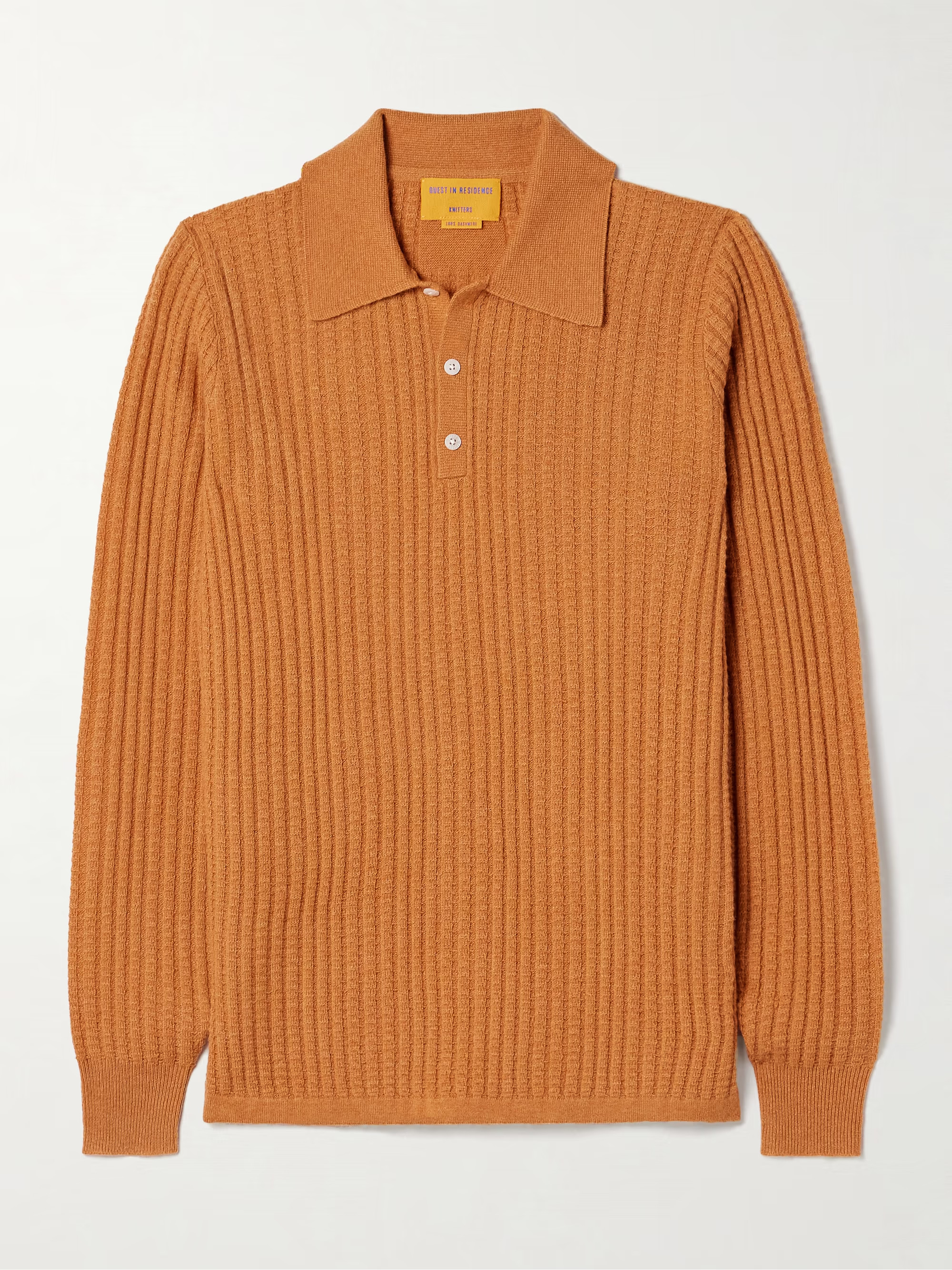 Ribbed waffle-knit cashmere polo sweater | NET-A-PORTER (US)