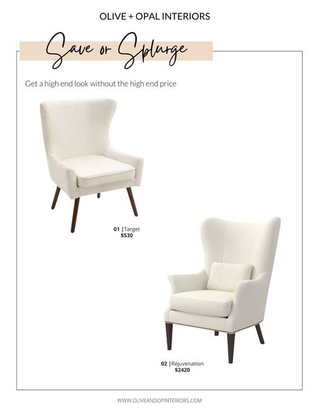 Would you save or splurge on this modern wingback accent chair?!
.
.
.
Target 
Rejuvenation 
Upholstered Wingback Chair 
White Accent Chair 
Nailheads 
Modern 
Transitional 



#LTKhome #LTKstyletip #LTKbeauty