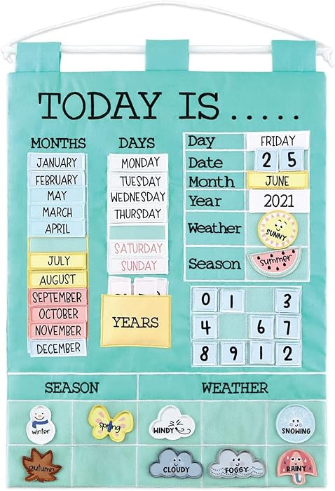 The Peanutshell Learning Calendar Wall Chart - Homeschool Supplies, Interactive Pocket Chart for ... | Amazon (US)