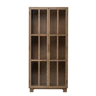 Oak Cabinet with 2 Glass Doors & 2 Shelves | Bed Bath & Beyond