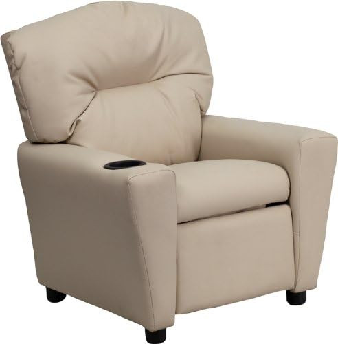 Flash Furniture Contemporary Beige Vinyl Kids Recliner with Cup Holder | Amazon (US)