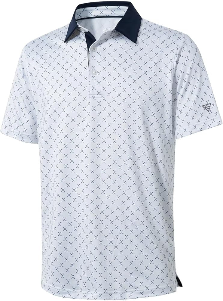 Golf Shirts for Men Dry Fit Short Sleeve Print Performance Moisture Wicking Polo Shirt | Amazon (US)