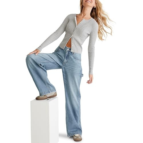 Aeropostale Women's Carpenter Baggy Jean, Medium Wash, MS | Amazon (US)