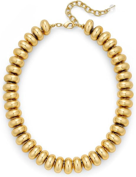 ENSKEFEN Gold Chunky Bead Necklace for Women Trendy Bold Statement Jewelry | Amazon (US)