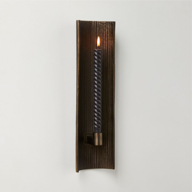 Ripple Bronze Modern Wall Sconce Taper Candle Holder + Reviews | CB2 | CB2