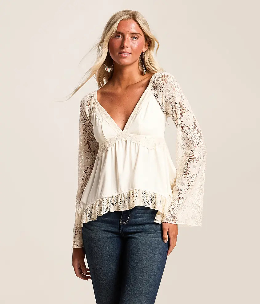 Ruffle Lace Peplum Top | Buckle
