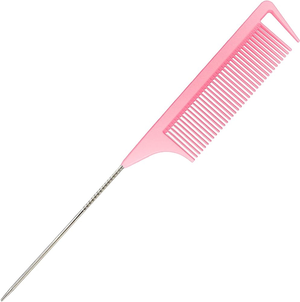 9.3'' Rat Tail Comb for Hair Stylist, Parting Combs for Braiding hair, Rattail Comb with Metal St... | Amazon (US)