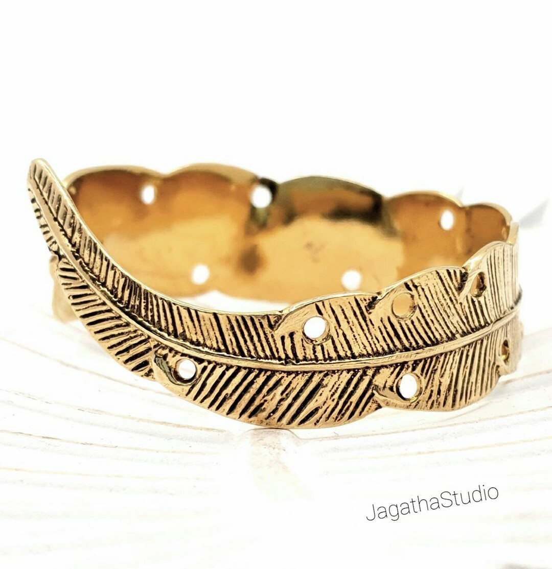 Gold Feather Cuff Bracelet Tribal Women Adjustable Bracelet Bohemian Bangle Jewelry gift for her | Etsy (UK)