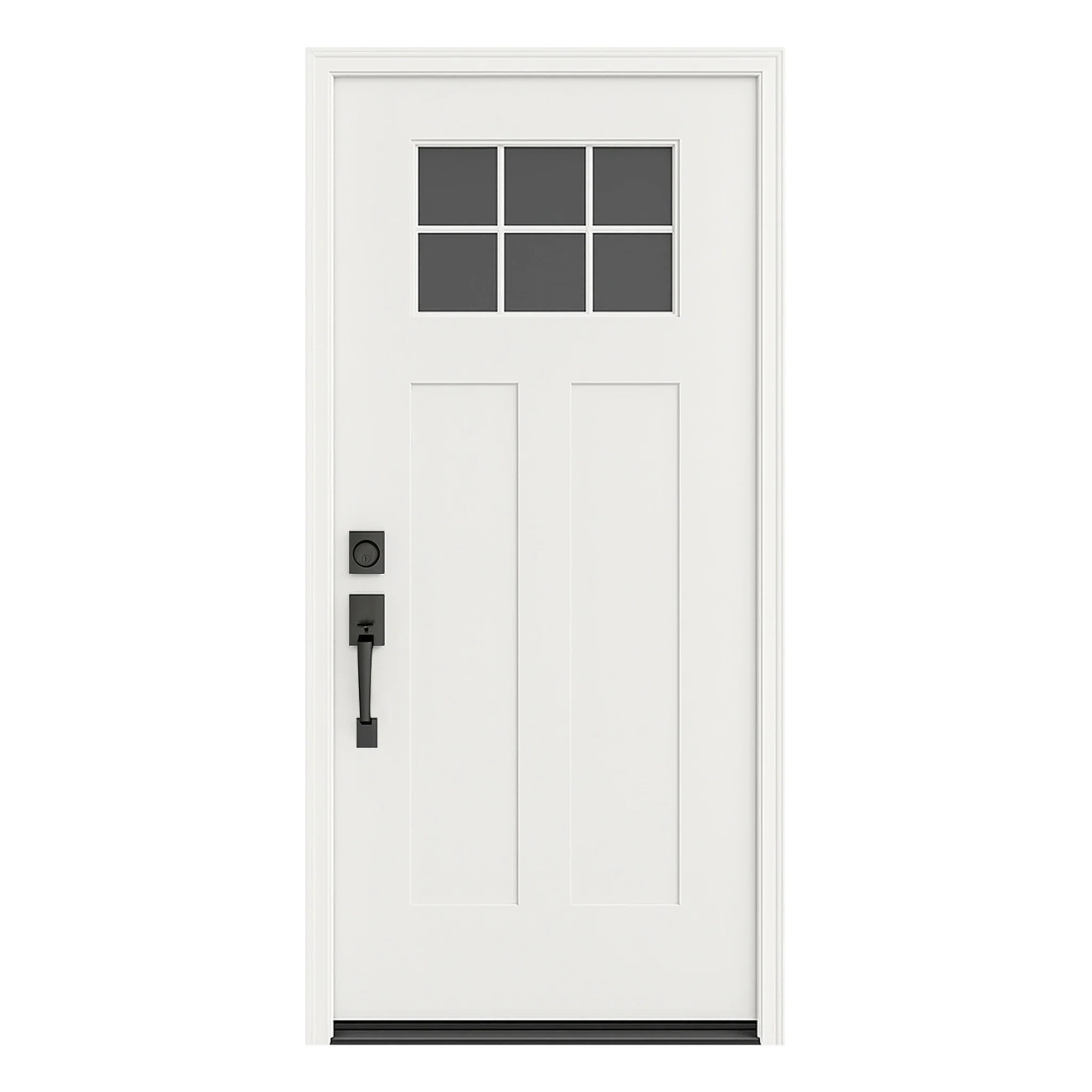 36″ x 80″White‑Primed Fiberglass Entry Door – Craftsman 2‑Panel with 6‑Lite Low... | Wayfair North America