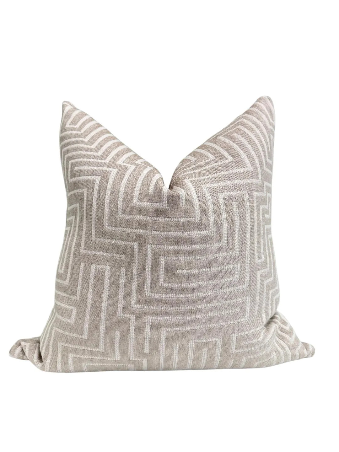 Taupe Geometric Pillow Cover, Ivory Maze Pillow, Neutral Modern Cushion, Light Beige Cover, Textu... | Etsy (US)