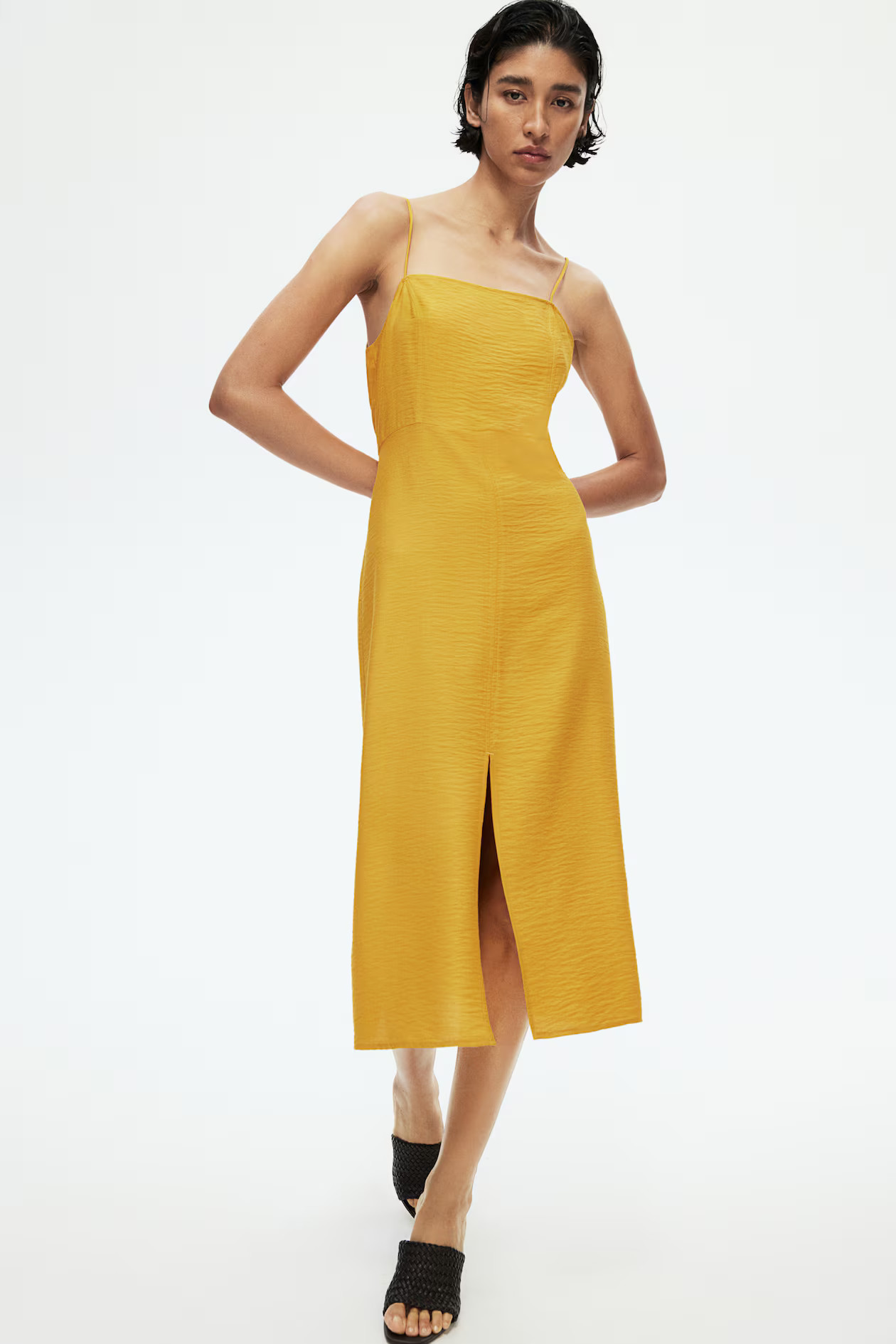 Tie-Detail Slip Dress - Mustard yellow - Ladies | H&M US | H&M (US + CA)