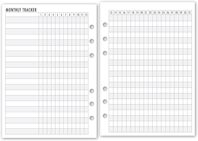 A5 Monthly Habit Tracker Planner Insert Refill, 5.83″ x 8.27″, Fits 6-Rings Binders - Filofax... | Amazon (US)