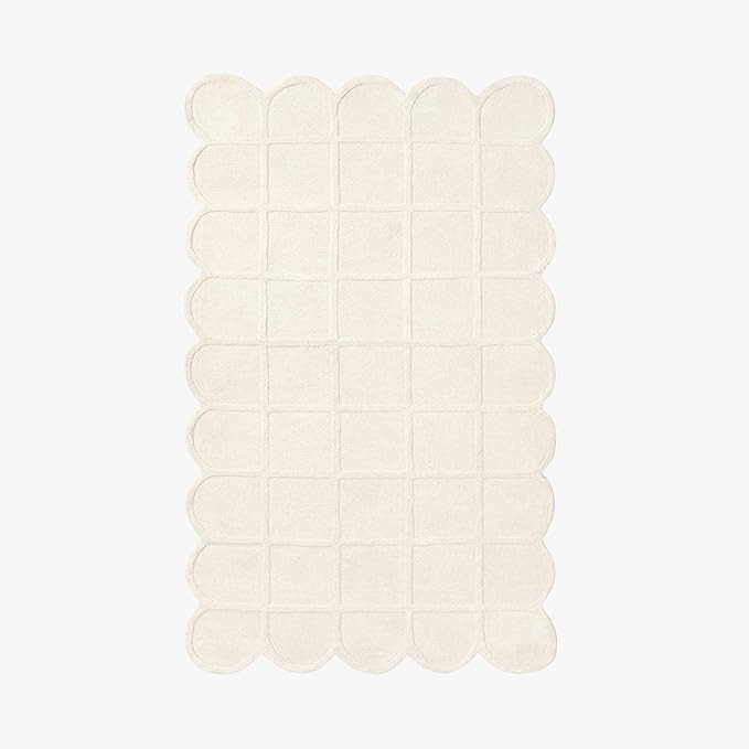 Selena Scallop Area Rug – 5’ x 8' – Handmade Wool Area Rugs – Beige – Rugs for Living R... | Amazon (US)