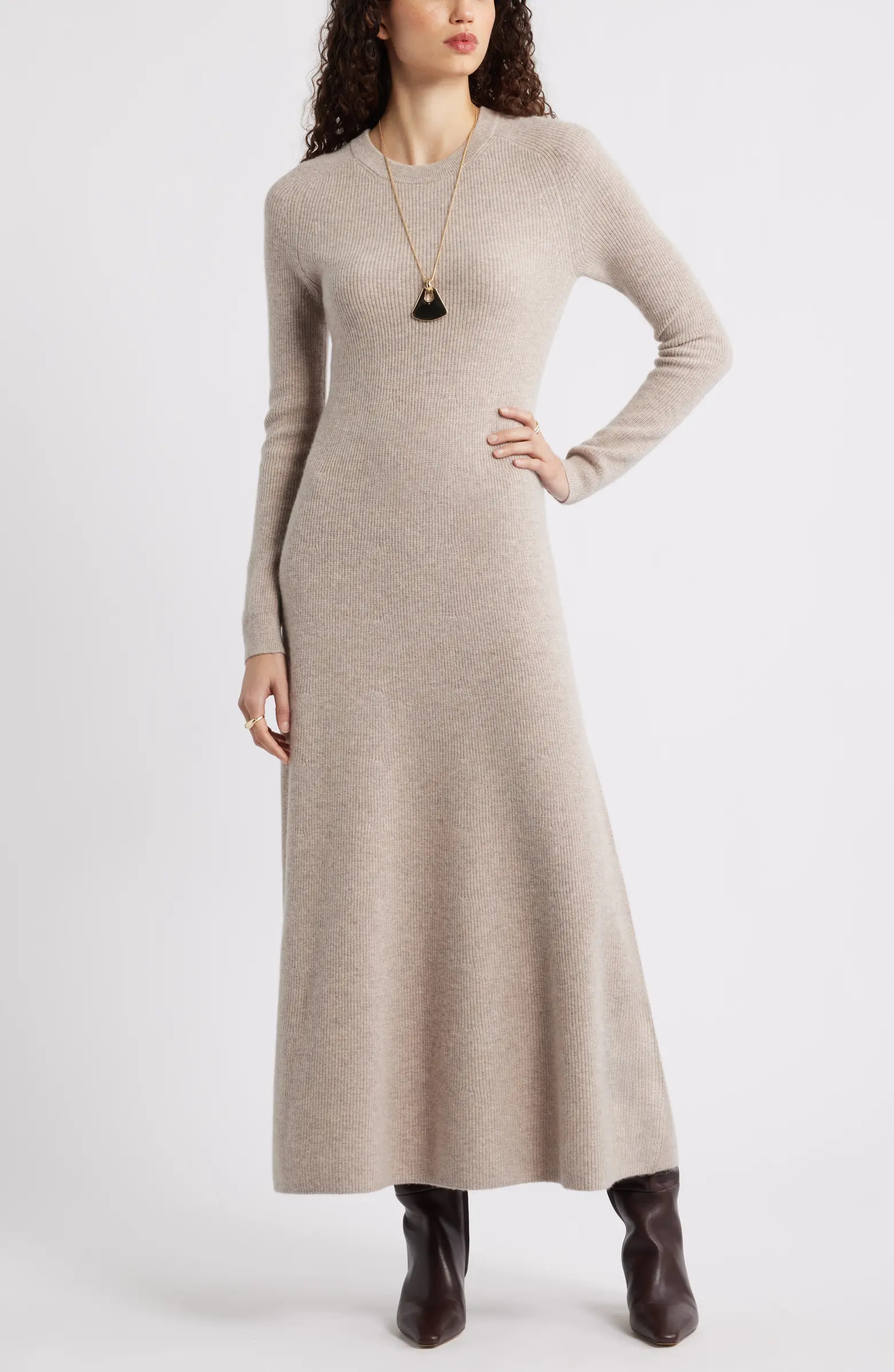 Nordstrom Long Sleeve Wool & Cashmere Rib Maxi Dress | Nordstrom | Nordstrom
