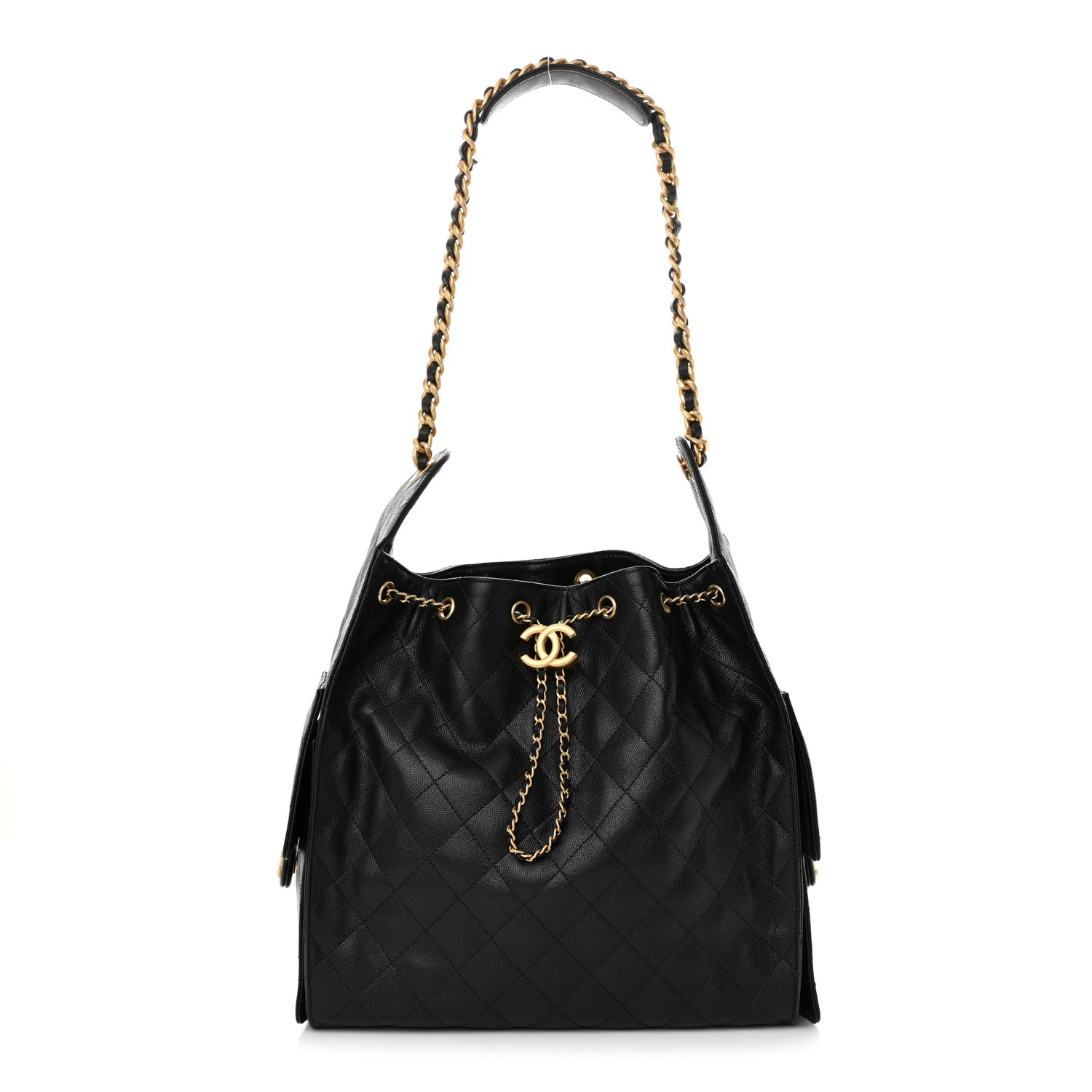 Caviar Quilted Medium Chanel 25 Handbag Black | FASHIONPHILE (US)