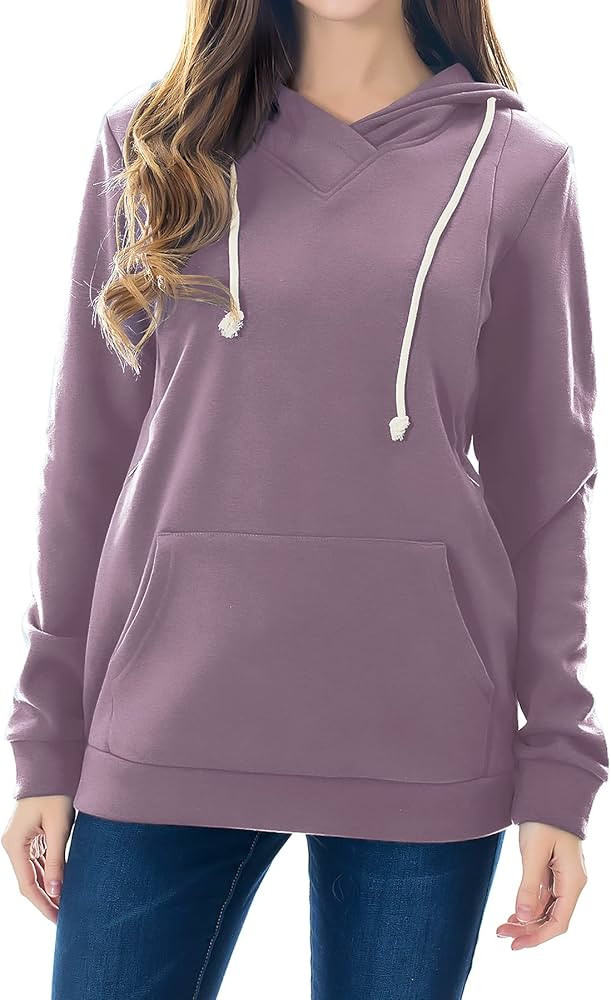 Smallshow Women's Fleece Maternity Nursing Sweatshirt Hoodie Kangaroo Pocket | Amazon (US)