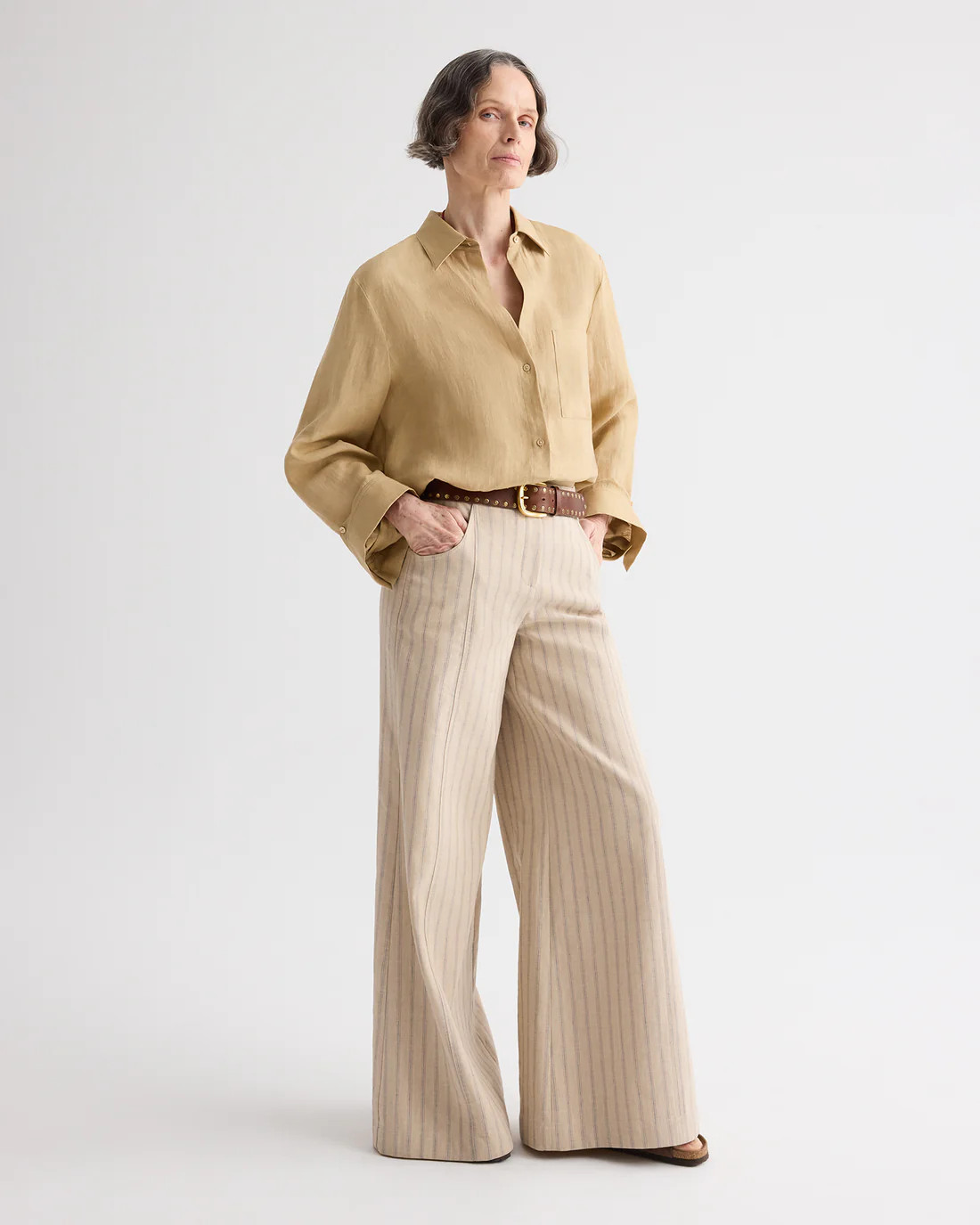 Ecru multi Demie Pant in Cotton Linen | TWP