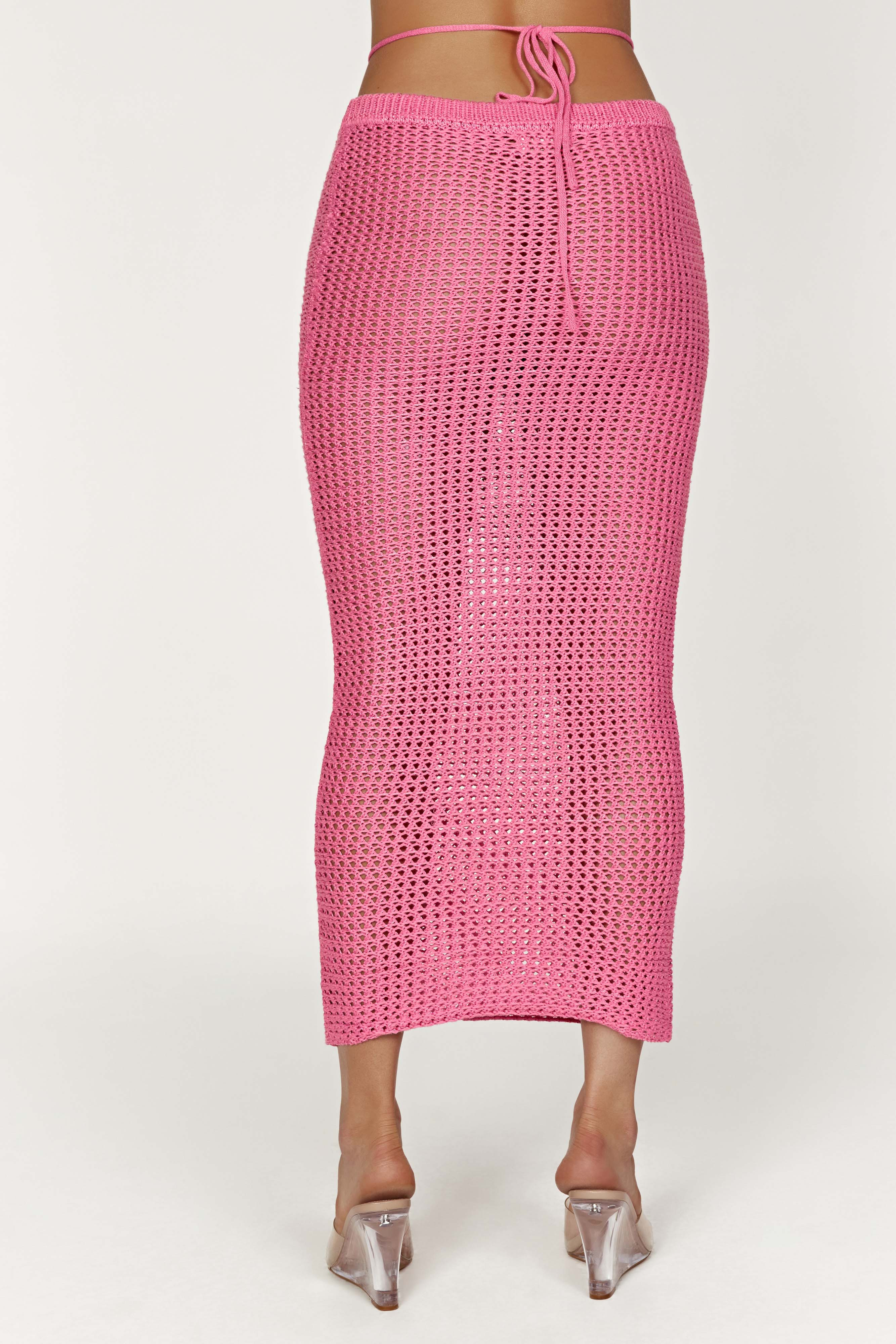 Raquel Crochet Maxi Skirt - Bubblegum Pink | MESHKI US