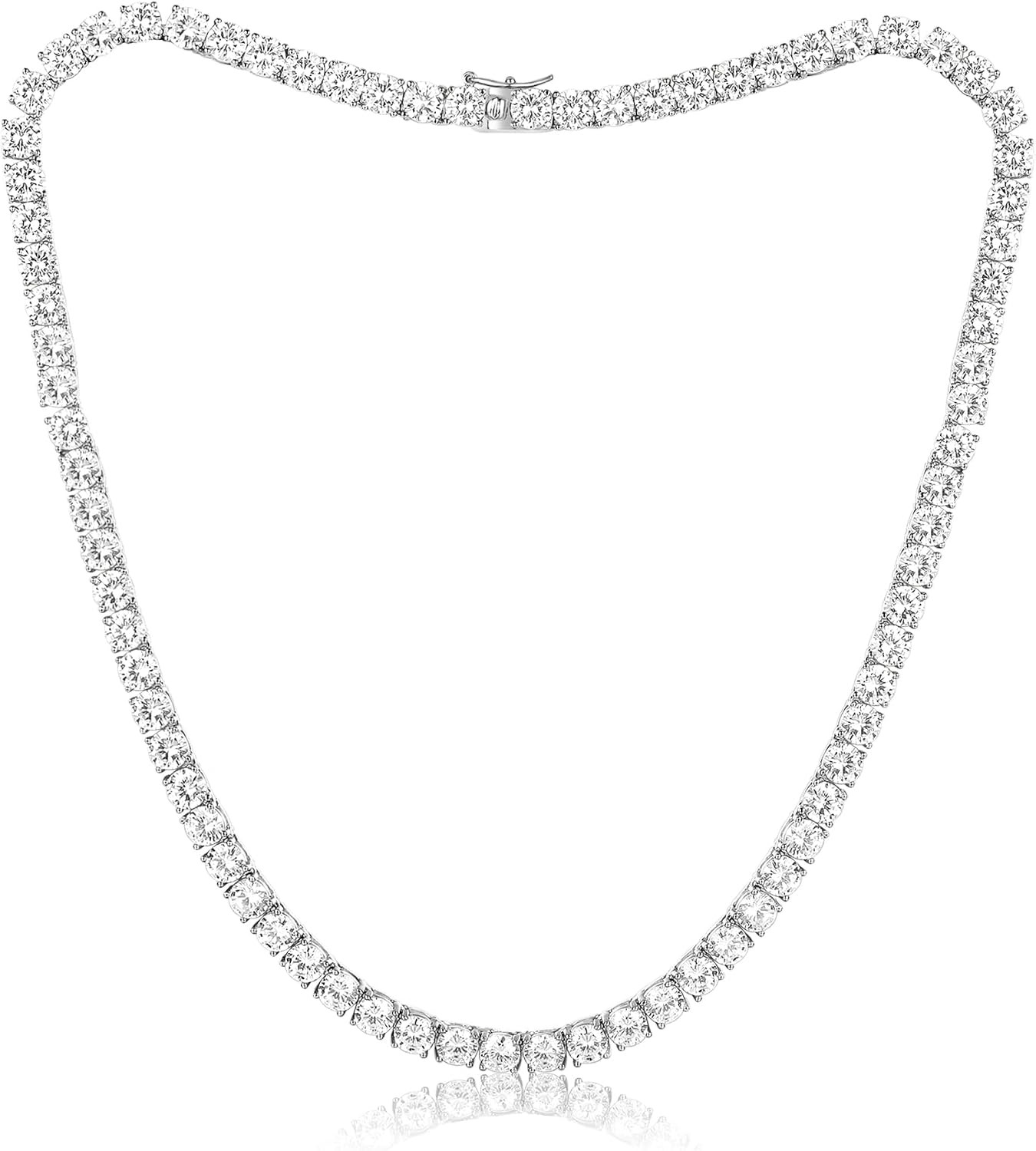 Gemsme 5mm Tennis Necklaces for Women/Men - 18K Yellow/White Gold Plated 4 Pong Setting Round Cubic Zirconia Classic Diamond Tennis Chain, Ladies Tennis Necklace Size 16-22 inch | Amazon (US)