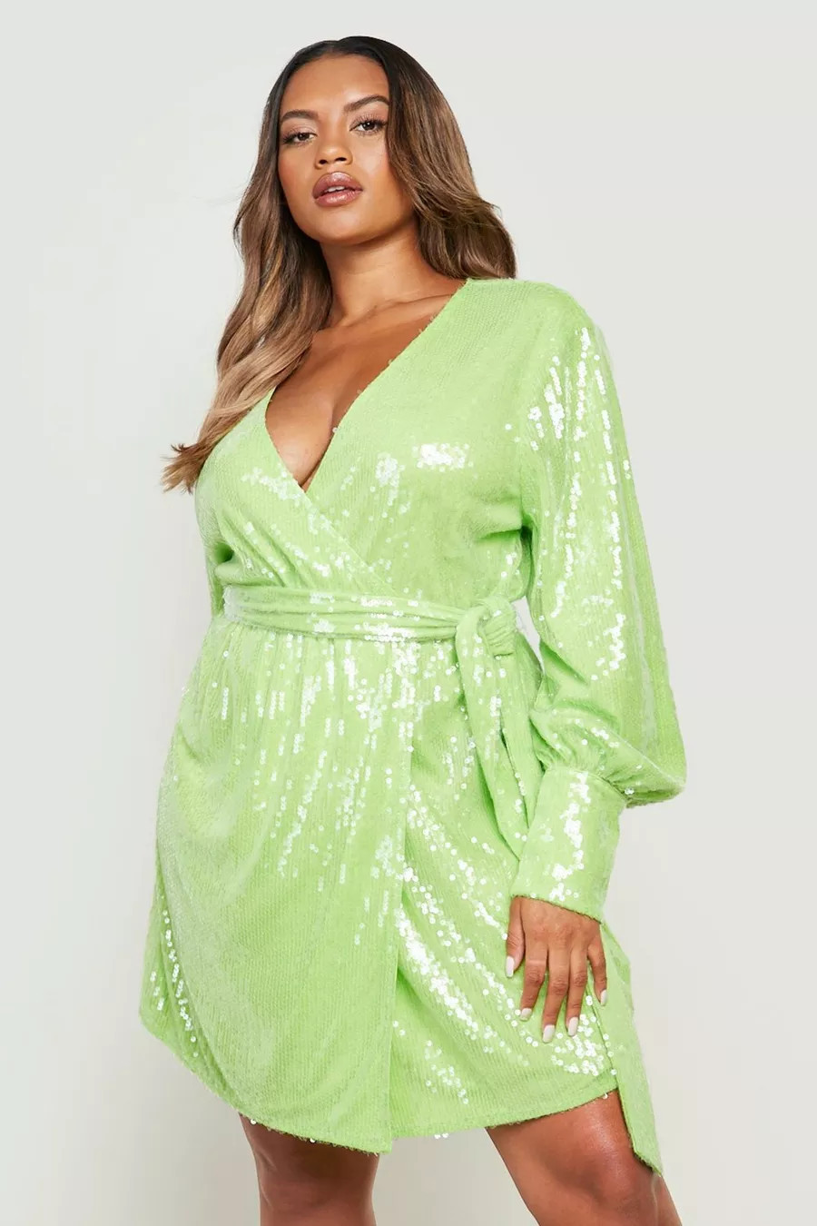 Plus Sequin Wrap Dress | boohoo (US & Canada)