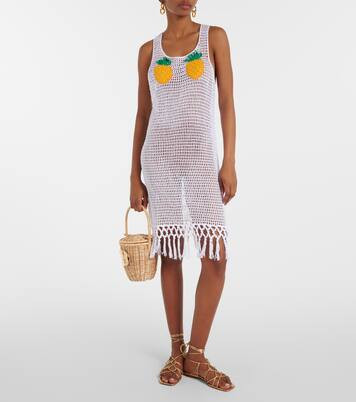 Pineapple Mesh fringed crochet cotton minidress | Mytheresa (US/CA)