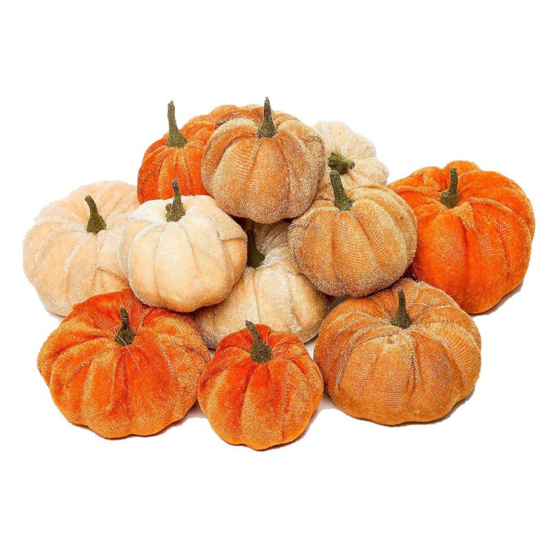 12 Pcs Thanksgiving Halloween Golden Autumn Harvest Pumpkin Set Home Decoration Artificial Plush ... | Walmart (US)