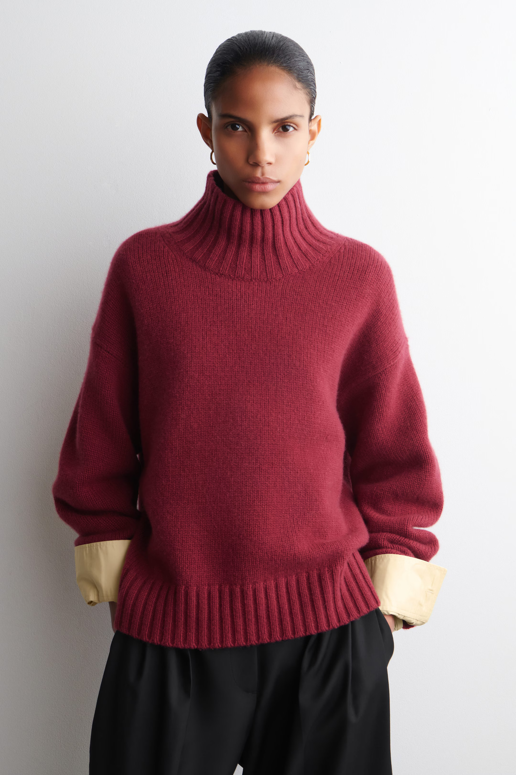 CHUNKY CASHMERE MOCK-NECK SWEATER - DARK RED | COS US | COS (US)