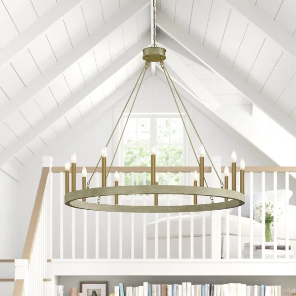 Madalyn 12 - Light Candle Style Wagon Wheel Chandelier | Wayfair North America