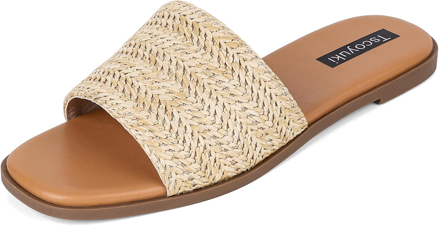 Tscoyuki Slides Sandals for Women Basic Slip On Flat Sandals Open Toe Comfort Beach Sandals Slipp... | Amazon (US)