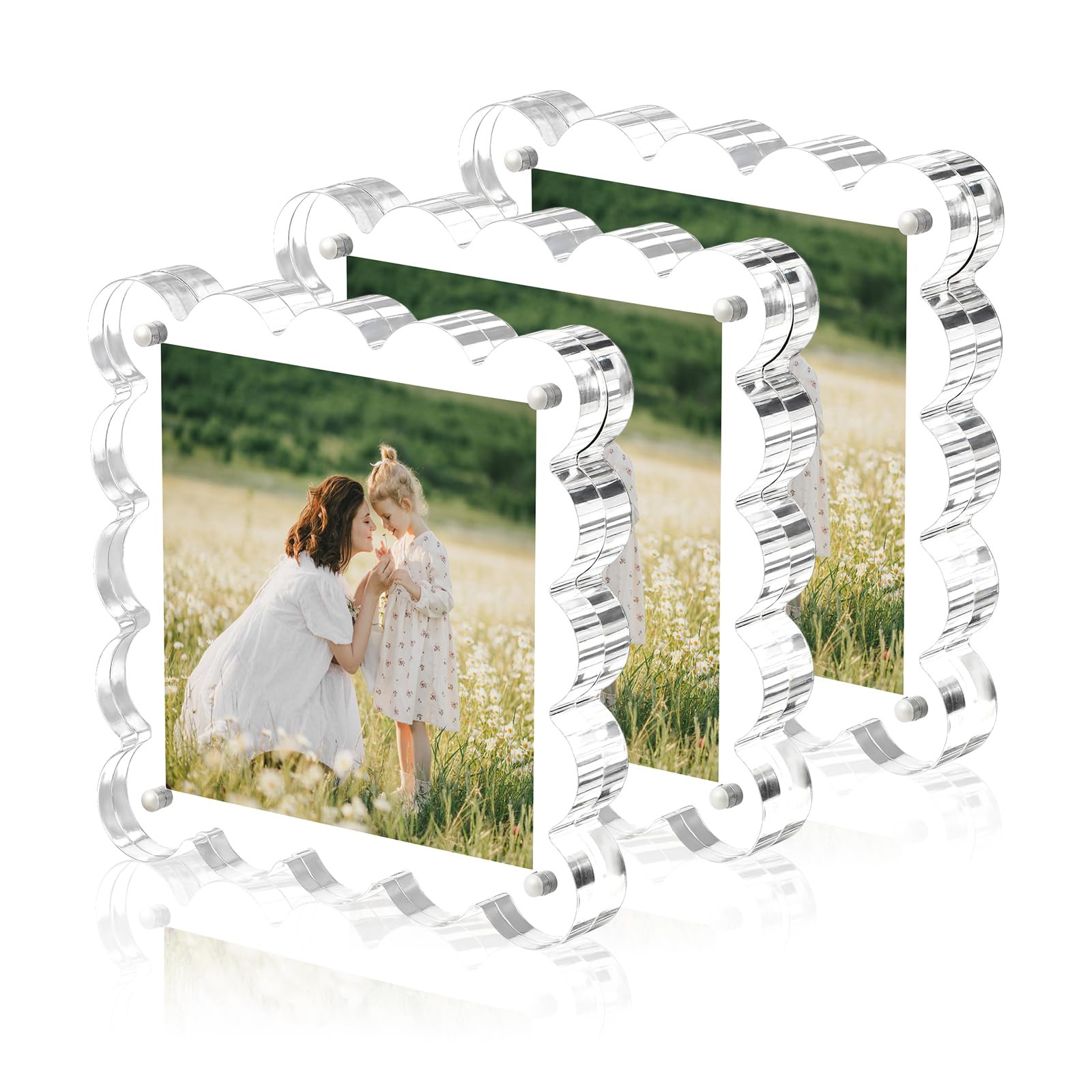 Clear Picture Frames 3Pack - Acrylic Magnetic Photo Frame 4×4 Inch, Double Sided Magnet Frames w... | Amazon (US)