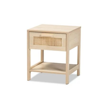 Baxton Studio Sebille Mid-Century Modern Light Brown Finished Wood 1-Drawer Nightstand with Natural  | Walmart (US)