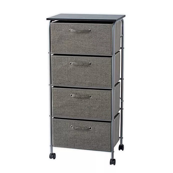ORG 4-Drawer Storage Cart with Wheels in Grey | Bed Bath & Beyond | Bed Bath & Beyond