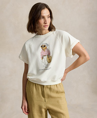 Polo Ralph Lauren Women's Island Fleece Polo Bear Short-Sleeve Crewneck Sweatshirt - Macy's | Macy's