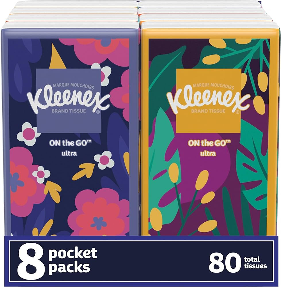 Kleenex On-The-Go Facial Tissues, 8 On-The-Go Packs, 10 Tissues per Box, 3-Ply (80 Total Tissues)... | Amazon (US)