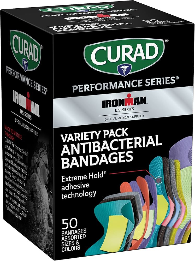 Curad Performance Series Ironman Antibacterial Bandages, Extreme Hold Adhesive Technology, Assort... | Amazon (US)