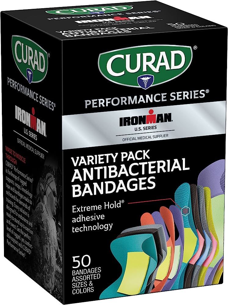Curad Performance Series Ironman Antibacterial Bandages, Extreme Hold Adhesive Technology, Assorted  | Amazon (US)