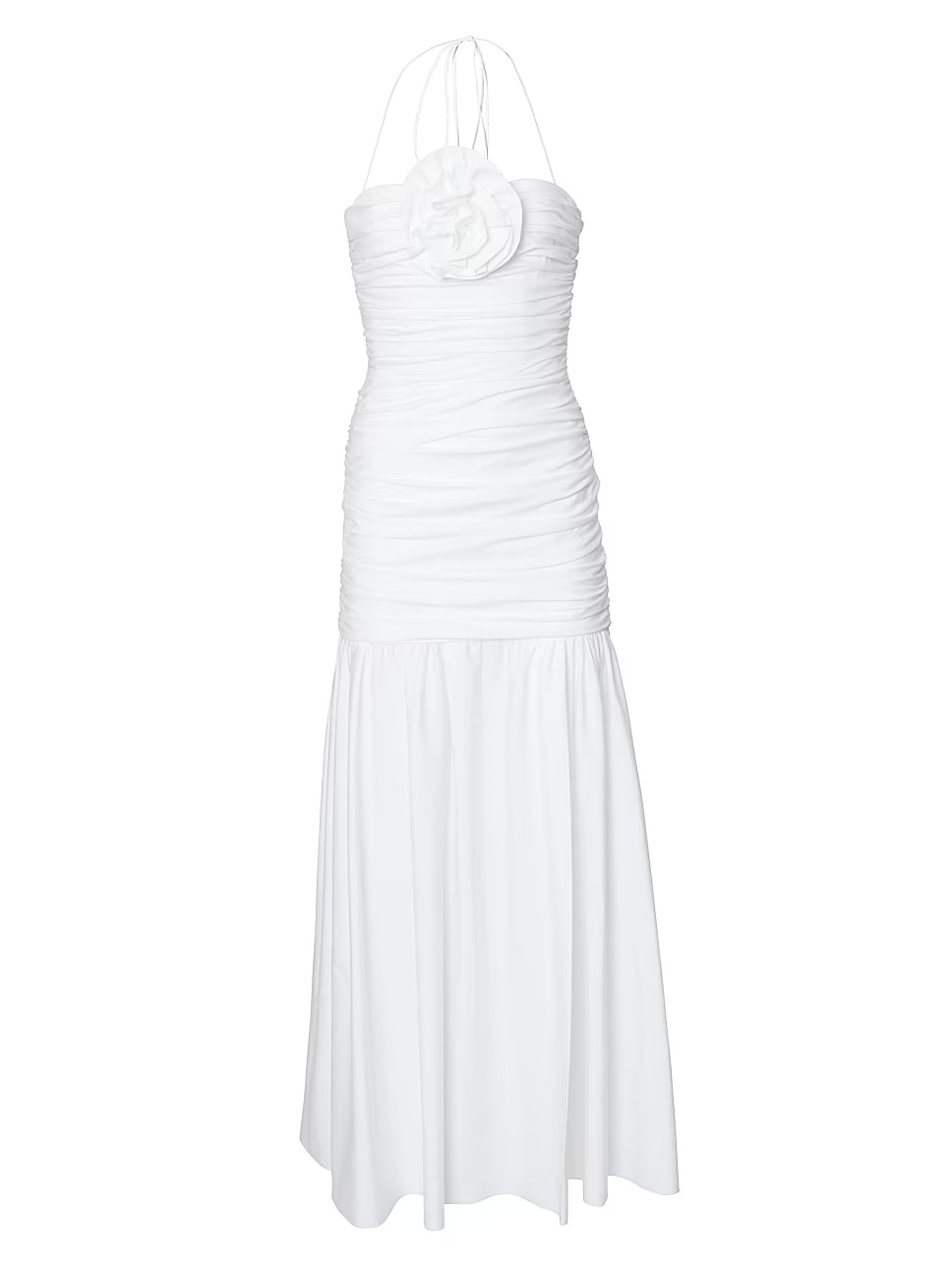 Gathered Flower Dropped Waist Midi-Dress | Saks Fifth Avenue