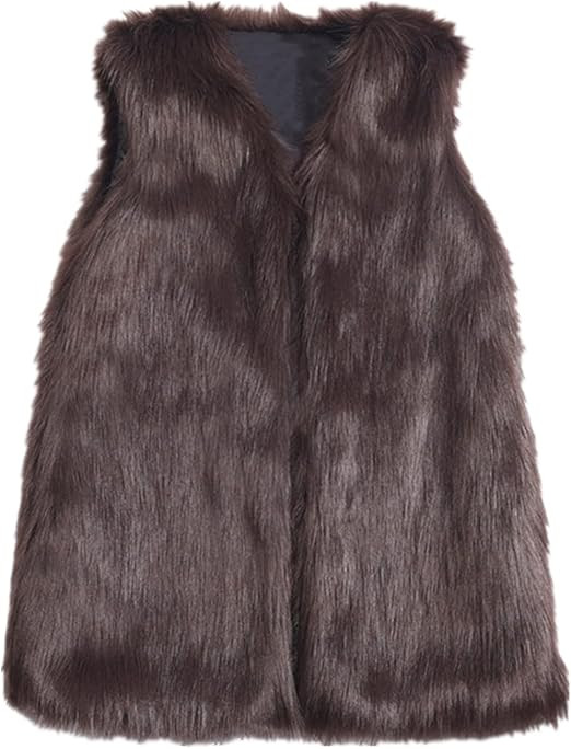 Colf Men's Autumn Winter Sleeveless Faux Fur Vest Coat Faux Fox Fur Jacket Outwear | Amazon (US)