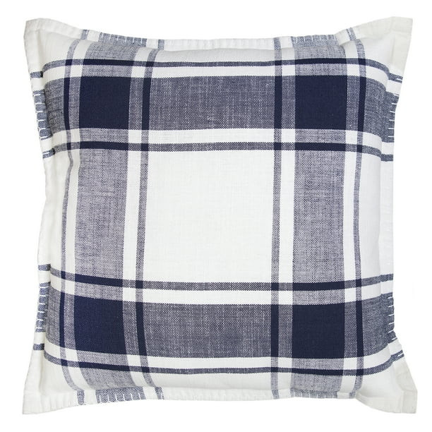 Better Homes & Gardens Reversible Plaid Decorative Square Pillow, 20" x 20", Navy | Walmart (US)