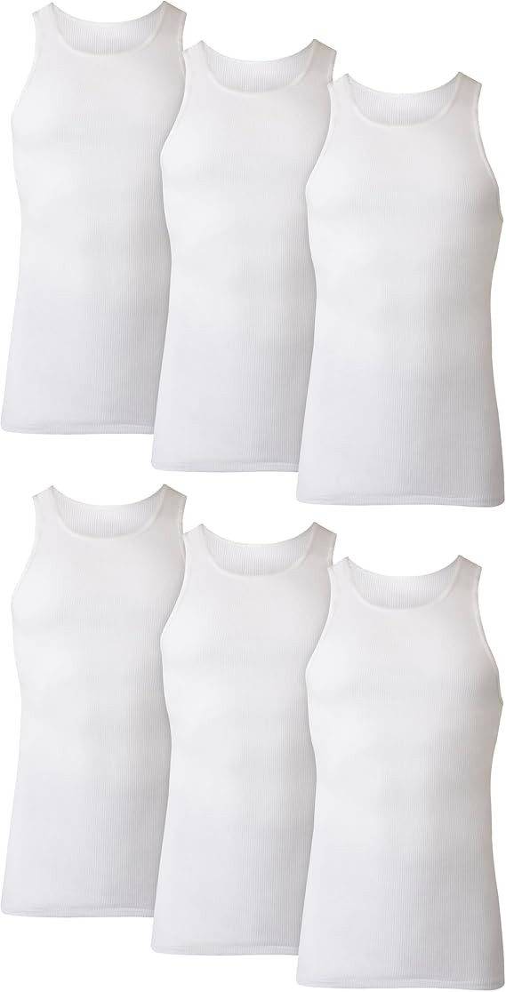 Hanes Men's Tank Top Undershirt Pack, Moisture-Wicking Cotton Ribbed Tanks for Men, Multi-Pack, W... | Amazon (US)
