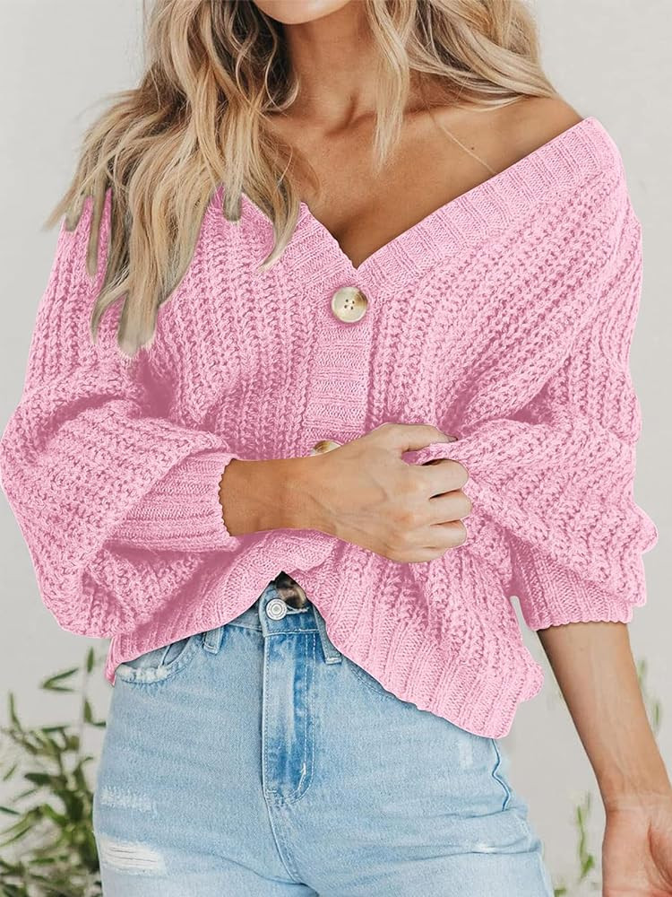 PRETTYGARDEN Women's Chunky Knit Open Front Sweater Long Sleeve Button Loose Short Cardigan Outer... | Amazon (US)